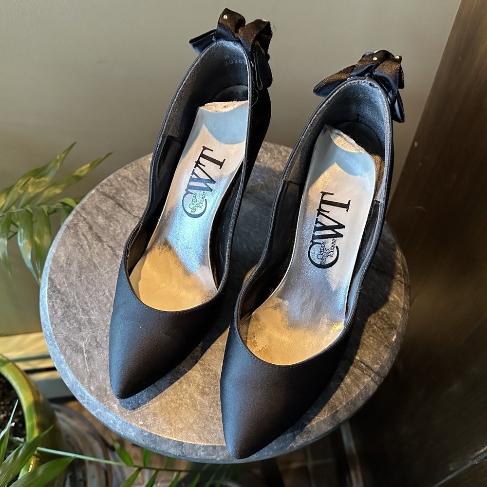 CWT Black Satin Dress Stilettos ~ Size 7
